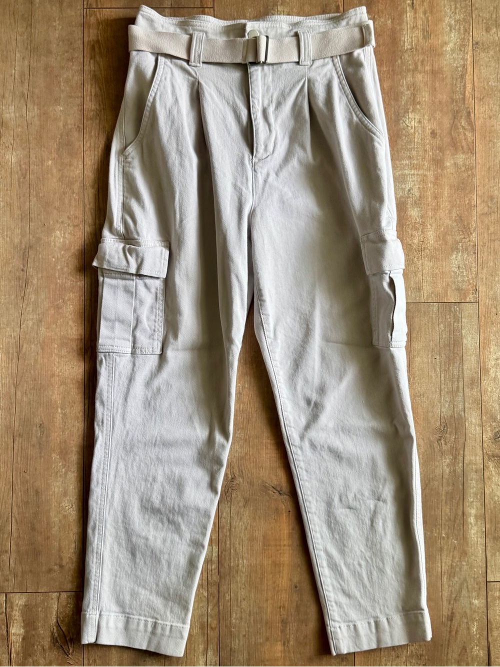 GAP High Rise Tapered Ankle Belted Khaki Cargo Pants Size 6